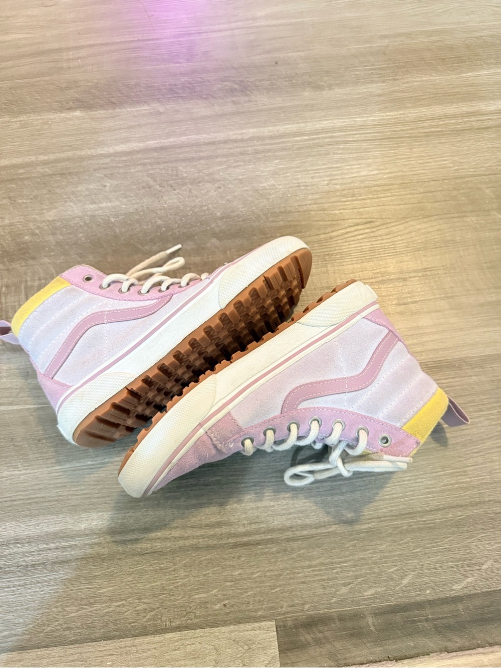 Vans Kids High-Top Sneakers in Lt. Purples and Yellow